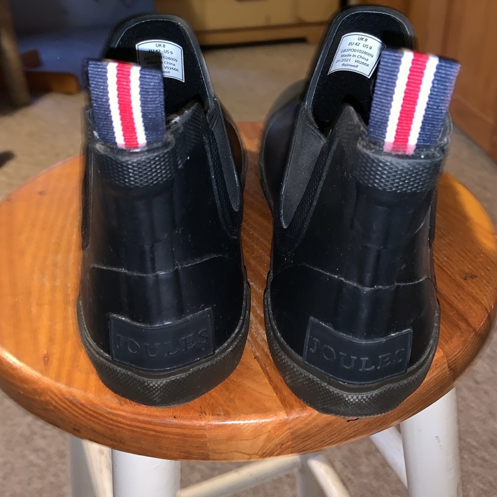 Men’s Joules welly-bobs short rain boots size 9 black with red bottoms - Picture 8 of 9